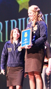 Mallarie Stookey is honored with Indiana's Star Farmer award.