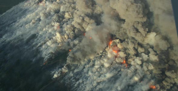 More than 8,700 acres have burned in a northwestern Wisconsin wildfire. This aerial shot was taken by the Wisconsin Department of Natural Resources.