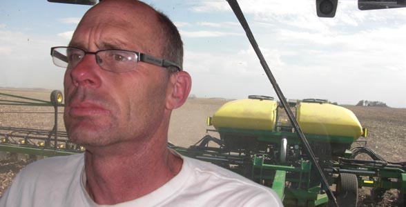 Norvin Johnson plants soybeans near Spirit Lake, Iowa on May 14.