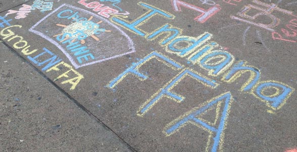The sidewalk outside the Indiana FFA State Convention