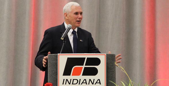 Indiana Governor Mike Pence addresses the Indiana Farm Bureau Spring Conference.