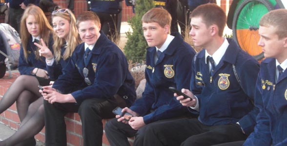 Taking a break at the Nebraska FFA Convention in Lincoln.