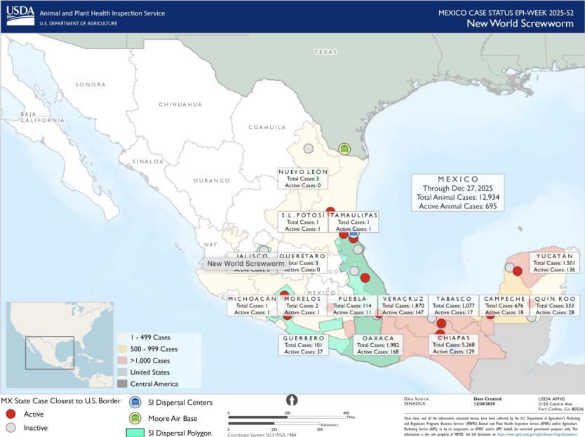 Northernmost New World screwworm detection reported less than 200 miles from U.S. border